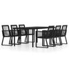 vidaXL 7 pcs conjunto de jantar para jardim preto