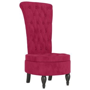 vidaXL Cadeir&atilde;o c/ encosto alto veludo vermelho-tinto design de bot&otilde;es