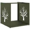 vidaXL Suporte para lenha a&ccedil;o laminado a frio verde azeitona