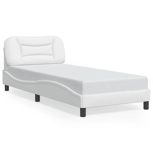 vidaXL Estrutura de cama sem colch&atilde;o Hvar couro artificial 90x190cm branco