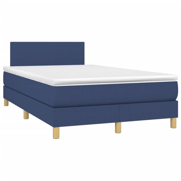 vidaXL Cama box spring c/ colch&atilde;o e LED 120x190 cm tecido azul