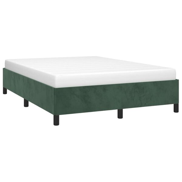 vidaXL Estrutura de cama sem colch&atilde;o 140x190 cm veludo verde-escuro