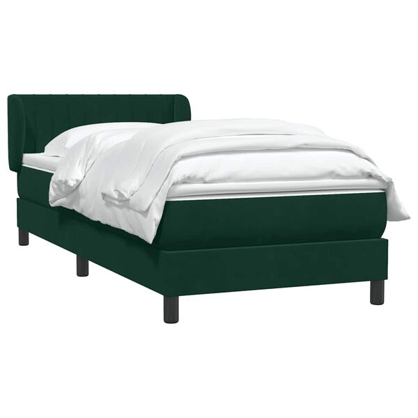 vidaXL Cama com molas/colch&atilde;o verde-escuro 90x210 cm veludo