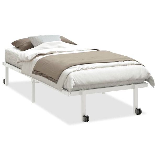 vidaXL Estrutura de cama sem colch&atilde;o Dobr&aacute;vel 90x190 cm a&ccedil;o branco
