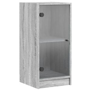 vidaXL Arm&aacute;rio de apoio c/ portas de vidro 35x37x75,5 cm cinza sonoma