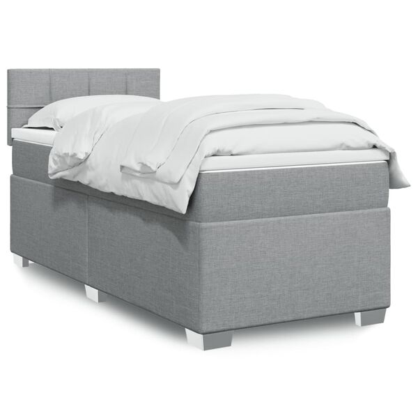 vidaXL Cama com molas/colch&atilde;o 90x190 cm tecido cinzento-claro