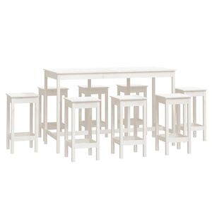 vidaXL 9 pcs conjunto de bar pinho maci&ccedil;o branco