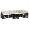 vidaXL Conjunto de Sof&aacute; de Jardim 8 pcs Preto e Branco Creme vime PE