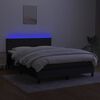 vidaXL Cama box spring c/ colch&atilde;o e LED 140x190 cm tecido preto