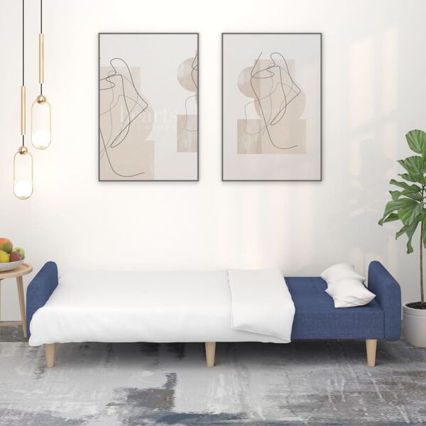 vidaXL Sof&aacute;-cama de 2 lugares tecido azul