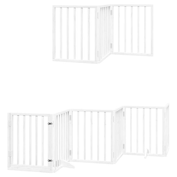 vidaXL Port&atilde;o p/ c&atilde;es com porta dobr&aacute;vel 12 pain&eacute;is 600cm &aacute;lamo branco