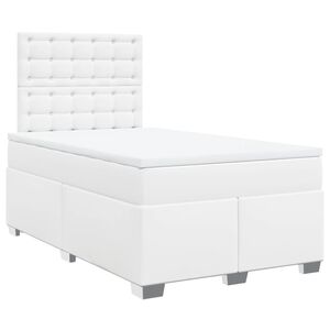 vidaXL Cama com molas/colch&atilde;o 120x200 cm couro artificial branco