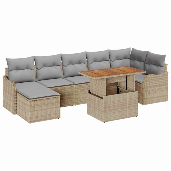 vidaXL Conjunto de Sof&aacute; de Jardim 8 pcs bege e cinzento claro