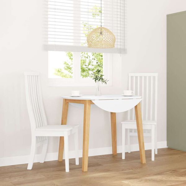 vidaXL Cadeiras de jantar 2 pcs madeira de seringueira maciça branco