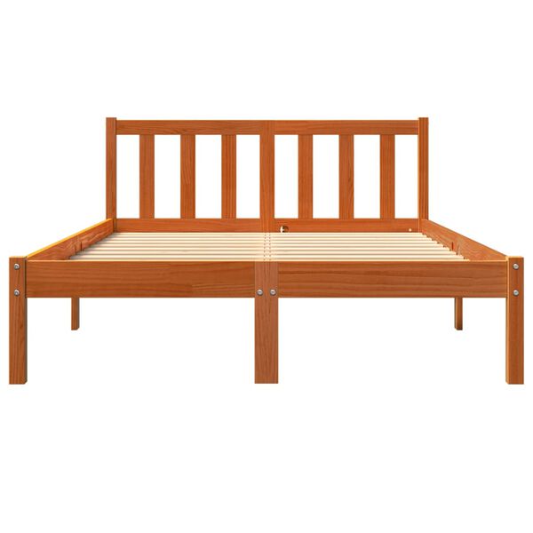 VidaXL Cama sem colchão 140x190 cm pinho maciço castanho-mel
