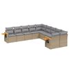 vidaXL 10 pcs conjunto de sof&aacute;s p/ jardim com almofad&otilde;es vime PE bege