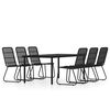 vidaXL 7 pcs conjunto de jantar para jardim preto