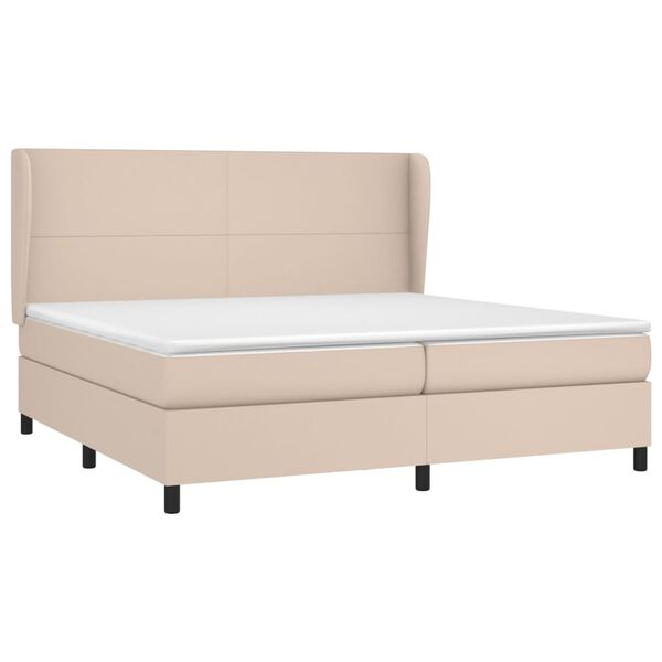 vidaXL Cama com molas/colch&atilde;o 200x200 cm couro artificial cappuccino
