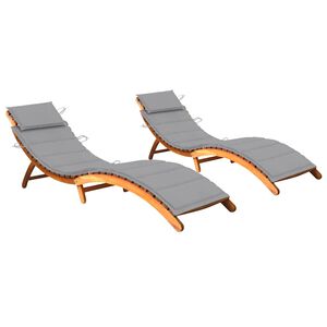 vidaXL Espregui&ccedil;adeiras com almofad&otilde;es 2 pcs madeira de ac&aacute;cia maci&ccedil;a