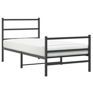 vidaXL Estrutura de cama com cabeceira e p&eacute;s 90x200 cm metal preto