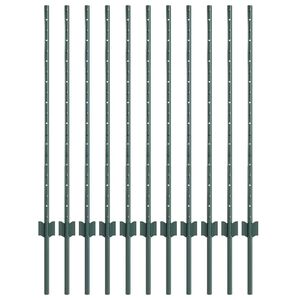 vidaXL Poste de Cerca Embutido 11 unid. Verde 140 cm