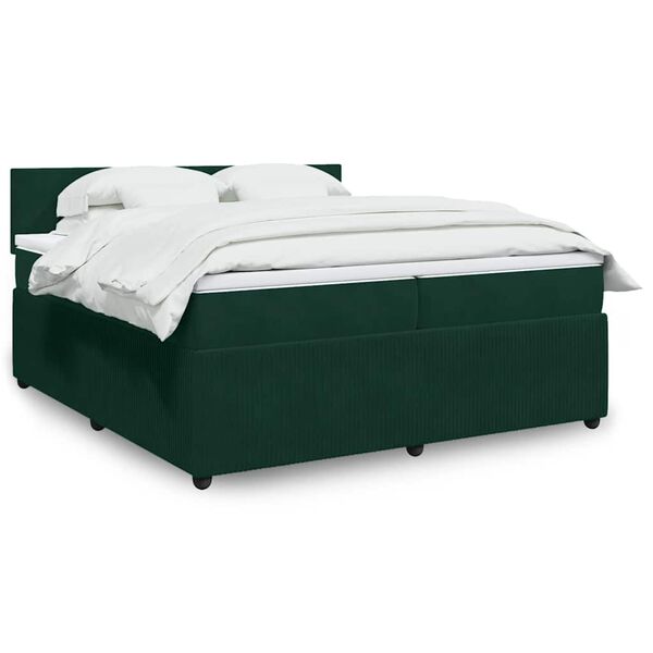 vidaXL Cama com molas/colch&atilde;o 200x200 cm veludo verde-escuro