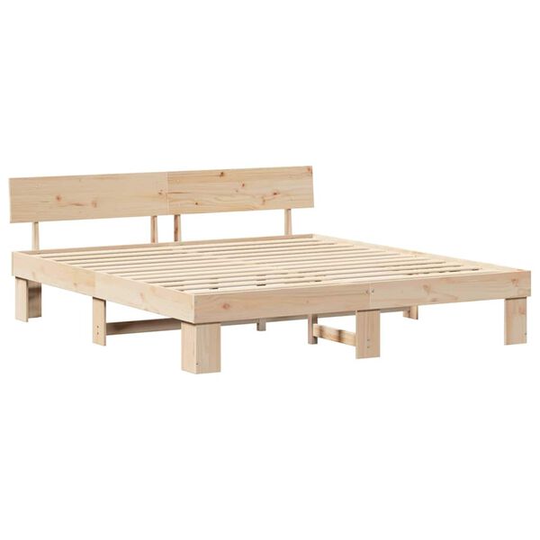 vidaXL Estrutura da Cama com cabeceira Natural 180 x 200 cm