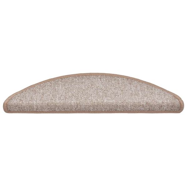 vidaXL Tapetes de escada 30 pe&ccedil;as 56x17x3 cm marrom claro semicircular