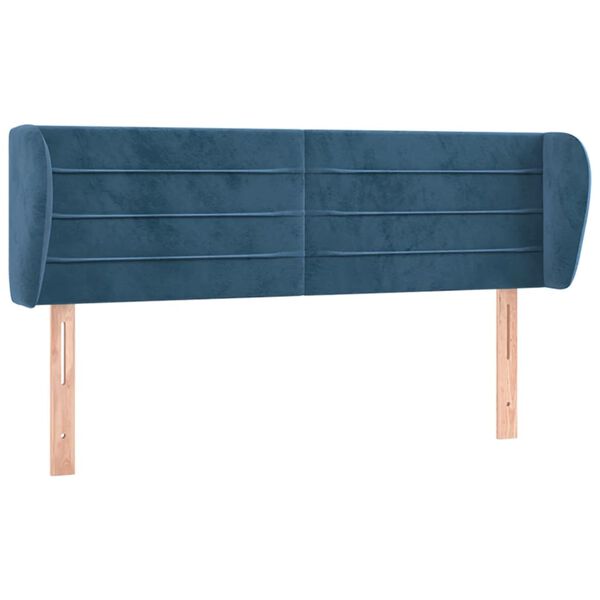 vidaXL Cabeceira de cama c/ abas veludo 147x23x78/88cm azul-escuro