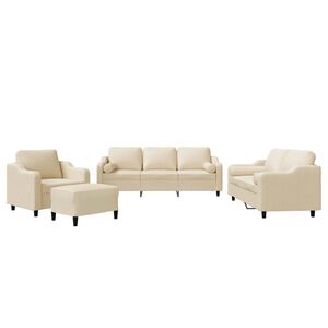 vidaXL 4 pcs conjunto de sof&aacute;s com almofadas tecido cor creme