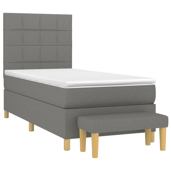vidaXL Cama com molas/colch&atilde;o 90x190 cm tecido cinza-escuro