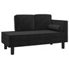 vidaXL Chaise longue com almofad&otilde;es e rolo veludo preto