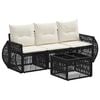 vidaXL Conjunto de Sof&aacute; de Jardim 4 unid. Preto e Branco Creme vime PE