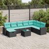 vidaXL 8 pcs conjunto sof&aacute;s de jardim com almofad&otilde;es vime PE preto