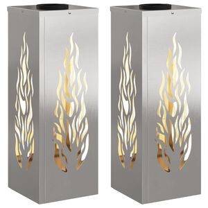 vidaXL Luz Solar LED de Caminho 2 pcs A&ccedil;o inoxid&aacute;vel A&ccedil;o inoxid&aacute;vel