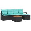 vidaXL Conjunto de Sof&aacute; de Jardim com almofada 6 pcs Preto vime PE