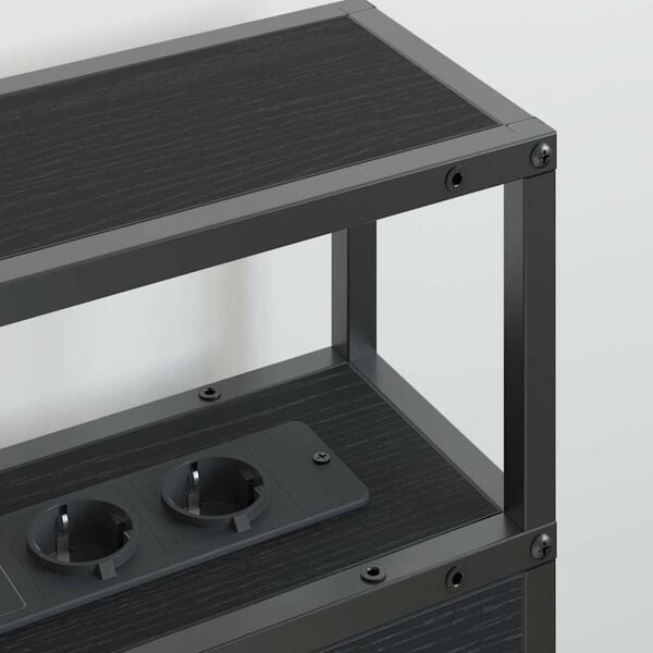 vidaXL Cabeceira de armazenamento com prateleira Carvalho preto 160 cm