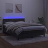 vidaXL Cama box spring c/ colch&atilde;o/LED 140x190cm veludo cinzento-escuro