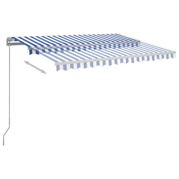 vidaXL Toldo autom&aacute;tico LED e sensor de vento 3,5x2,5 m azul e branco