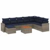 vidaXL Conjunto de sof&aacute; de jardim de 9 pe&ccedil;as com almofadas em rattan sint&eacute;tico cinza
