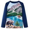 vidaXL T-shirt de manga comprida para crian&ccedil;a azul-marinho 104