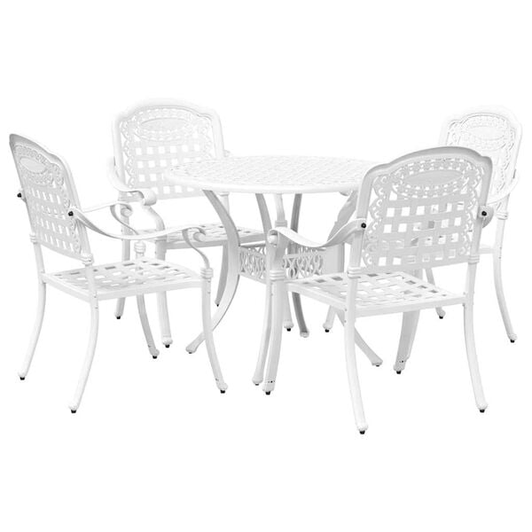 vidaXL Conjunto de Jantar para Jardim 5 pcs Branco Alum&iacute;nio