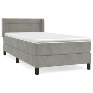 vidaXL Cama com molas/colch&atilde;o 80x200 cm veludo cinza-claro