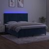 vidaXL Cama box spring c/ colch&atilde;o/LED 180x200 cm veludo azul-escuro