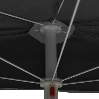 vidaXL Guarda-sol semicircular com mastro 180x90 cm antracite