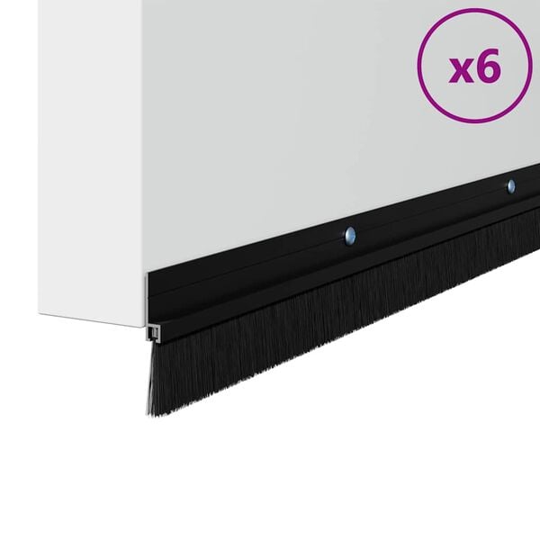 vidaXL Selos de Escovas para Porta com Parafuso 6 pcs Preto 100 cm