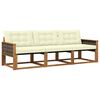 vidaXL Conjunto de Sof&aacute;s para Exterior 3 pcs Natural e Creme