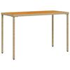 vidaXL Mesa de jardim com tampo em ac&aacute;cia 115x54x74 cm vime PE bege