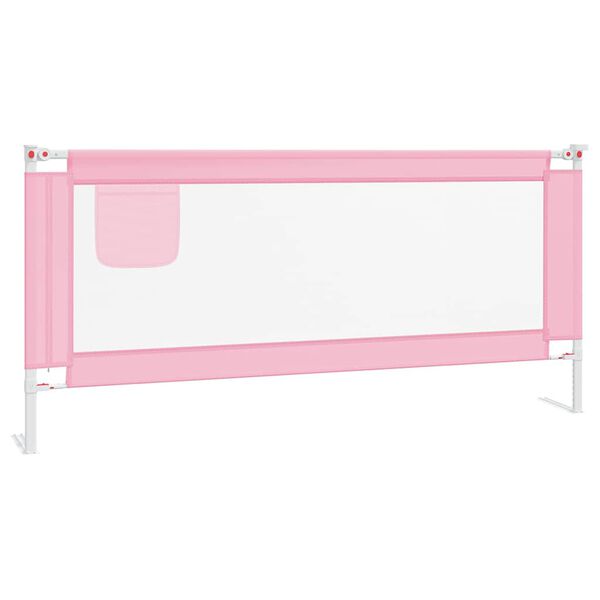 vidaXL Barra de seguran&ccedil;a p/ cama infantil tecido 200x25 cm rosa