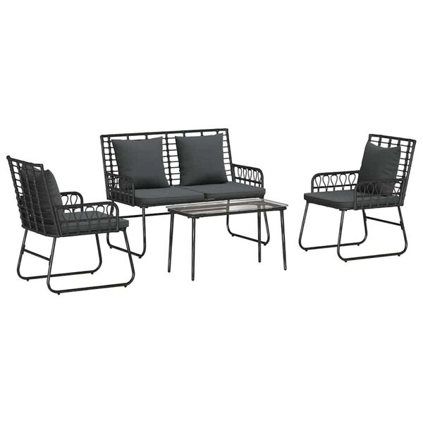 vidaXL Conjunto de Móveis de Jardim 4 pcs Preto e Anthracite
